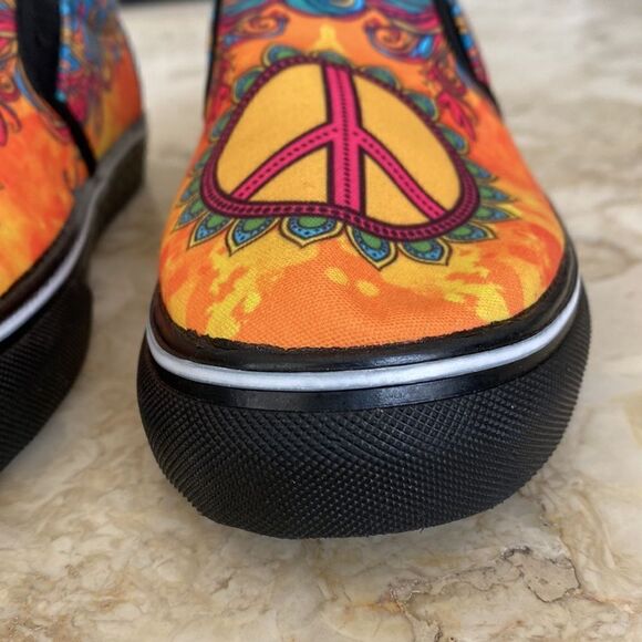 NWOT Yes We Vive Peace Sign Multicolour Slip On Sneakers - Picture 5 of 13